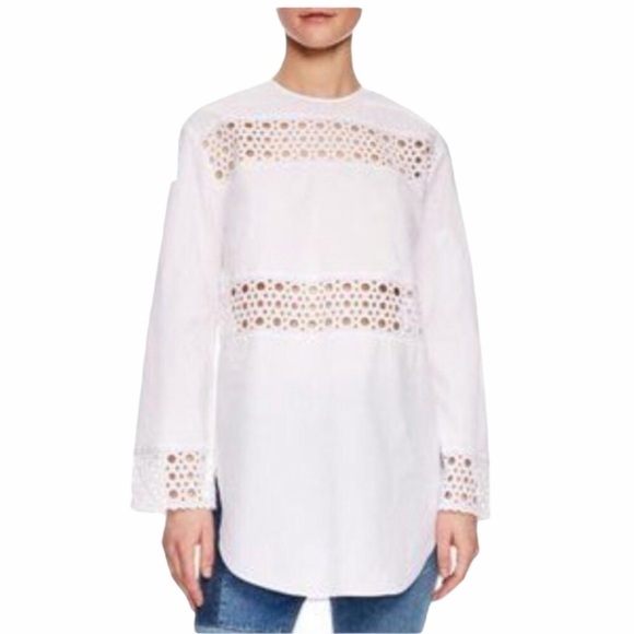 Sandro Cotton Eyelet Chairman Blouse in Ecru - New with Tag - Picture 1 of 12
